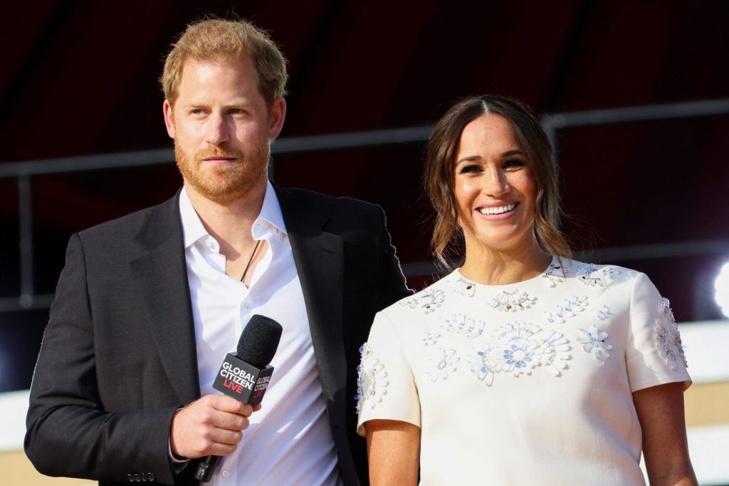 Prince Harry and Meghan Markle onstage at the 2021 Global Citizen Live concert in Central Park, New York