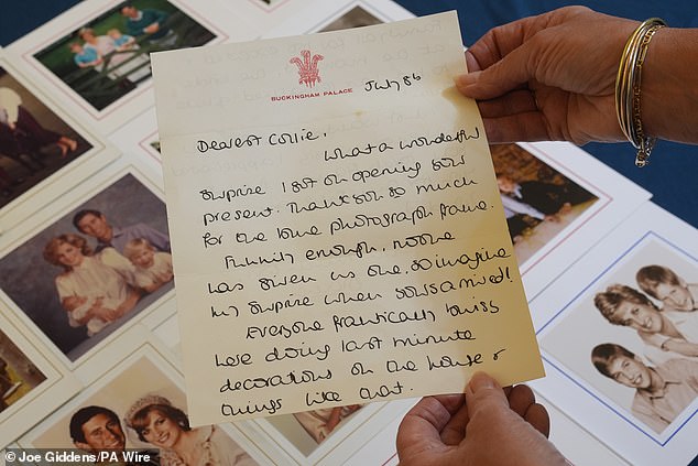 Most of the letters to Collie are thank-you notes for birthday and Christmas presents given to Diana and her children