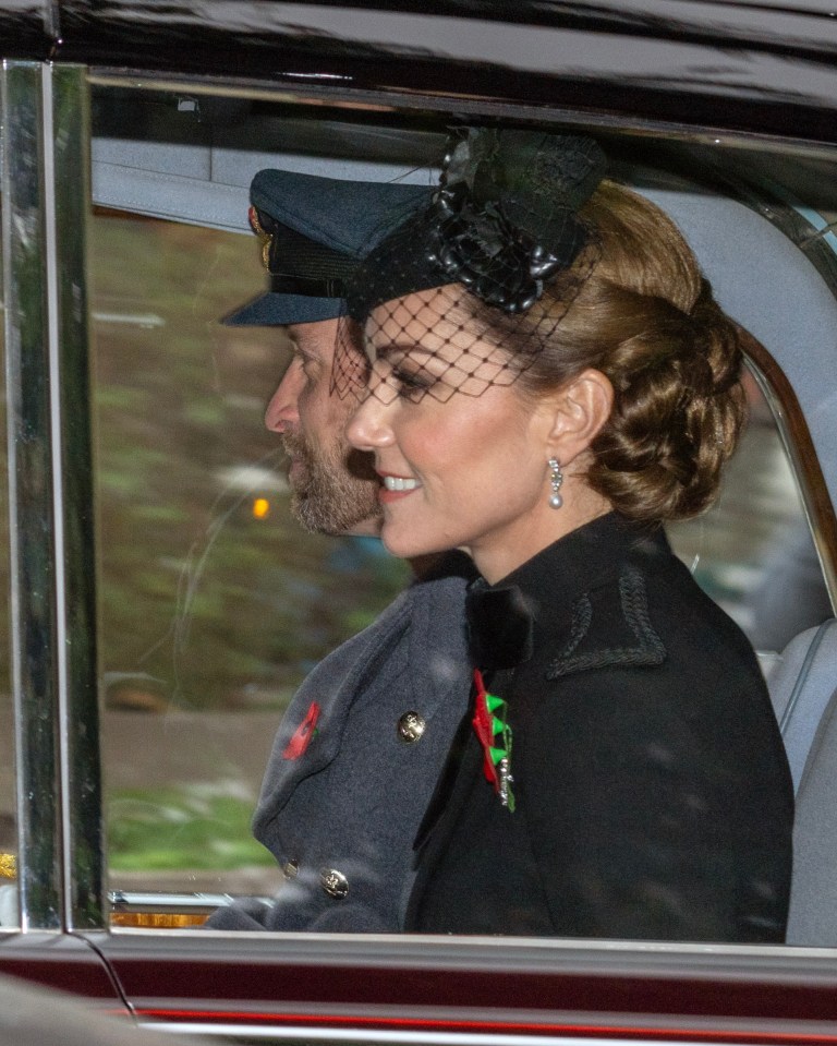 Kate Middleton has arrived at the Cenotaph with Prince William as the Royal Family gathered for the Remembrance Sunday service