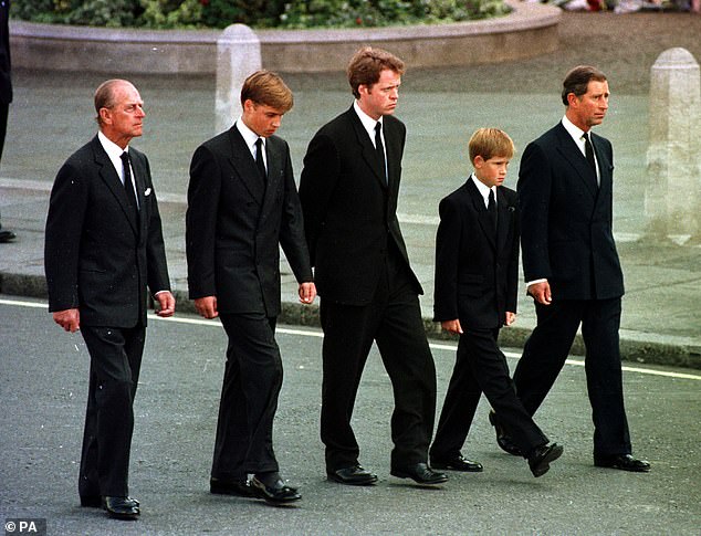 Prince William was initially against walking in the procession from Kensington Palace to Westminster Abbey for Diana's funeral - but Prince Philip encouraged the prince by saying: 'If you don’t walk, you may regret it later. If I walk, will you walk with me?'